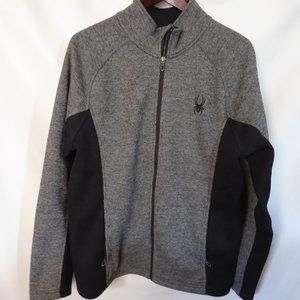 SPYDER BRAND LONG SLEEVE MENS GRAY BLACK FULL ZIPPER LONG SLEEVE JACKET (LARGE)